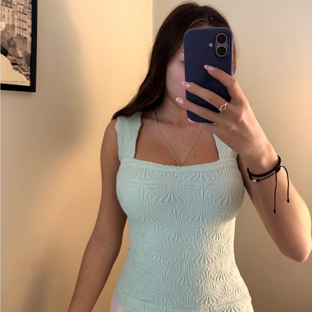 Free People Textured mint Tank Top